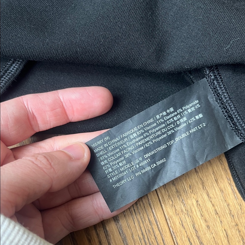 Theory Black Drawstring Pullover Hoodie View 4